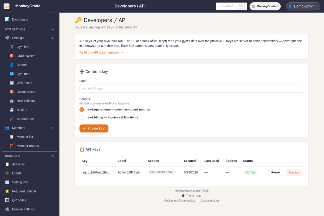 API publique — connectez votre ERP ou BI